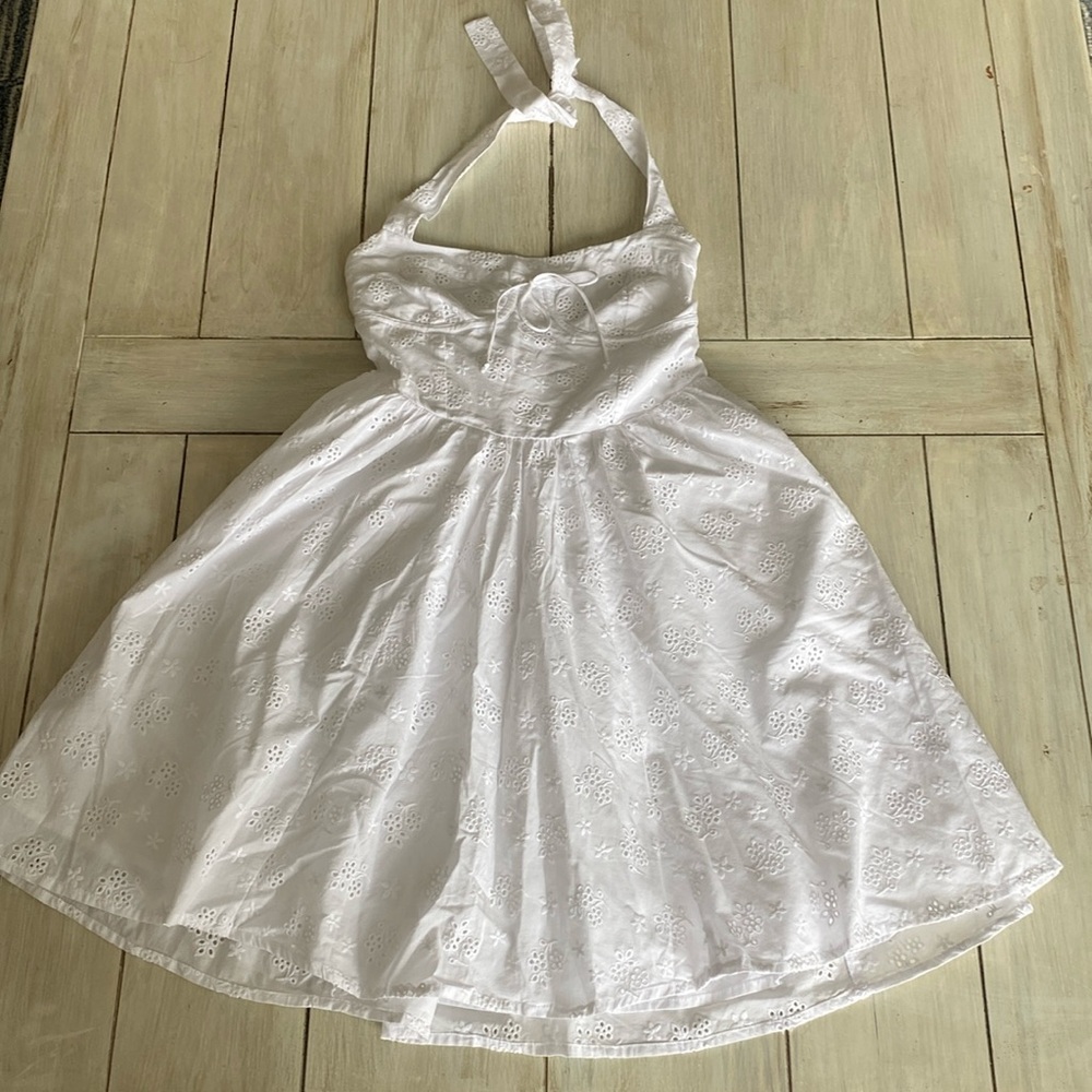 For Love and Lemons MARLA White Eyelet Halter Empire Waist Dress Small - Picture 3 of 8